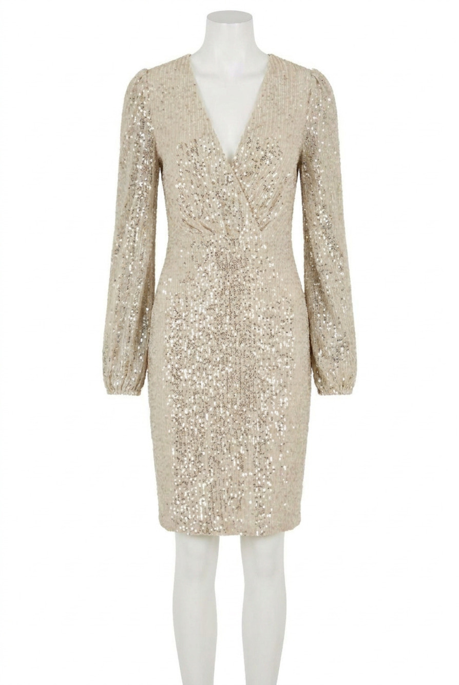 NEW APRICOT sequin x-over bodycon dress in champagne